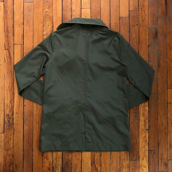 Under Armour Cold Gear Women Olive Military Green Waterproof 1/2 Zip Rain Jacket - Picture 2 of 4